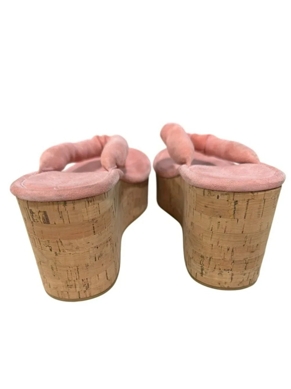Veronica Beard Pink Suede Cork Wedge Geno Thong Sandals Size 7.5